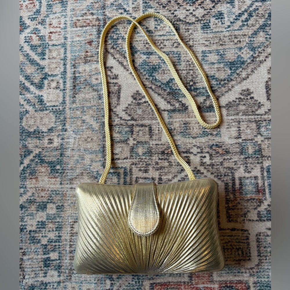 Carlo Fellini vintage gold pleated evening bag